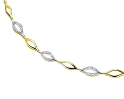 Naszyjnik z żółtego złota z diamentami - 45 cm, - 0,10 ct - próba 585