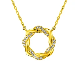 Naszyjnik z żółtego złota z diamentami - 0,07 ct - próba 375