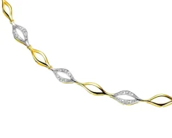 Naszyjnik z żółtego złota z diamentami - 50 cm, - 0,10 ct - próba 585