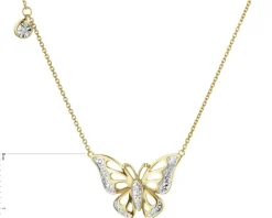 Naszyjnik z żółtego złota z diamentami - motyl - 0,02 ct - próba 375