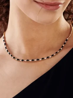 Naszyjnik z żółtego złota z diamentami i szafirami - próba 585