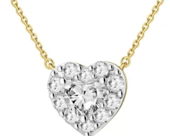 Naszyjnik z żółtego złota z diamentami laboratoryjnymi - serce - 0,87 ct - próba 585