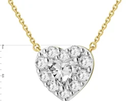 Naszyjnik z żółtego złota z diamentami laboratoryjnymi - serce - 0,87 ct - próba 585