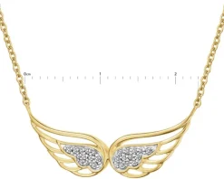 Naszyjnik z żółtego złota z diamentami - skrzydła - 0,05 ct - próba 375