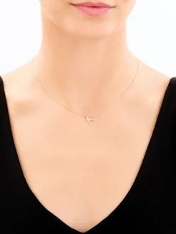 Naszyjnik z żółtego złota z diamentami - koliber - 0,01 ct - próba 375