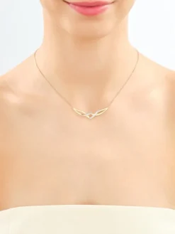 Naszyjnik z żółtego złota z diamentami - 0,01 ct - próba 375