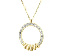 Naszyjnik z żółtego złota z diamentami - koło - 0,04 ct - próba 585