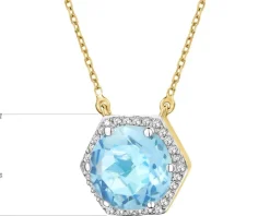 Naszyjnik z żółtego złota z diamentami i topazem - próba 585
