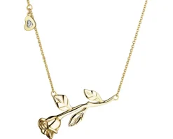 Naszyjnik z żółtego złota z diamentem - kwiat, róża, serce - 0,005 ct - próba 585