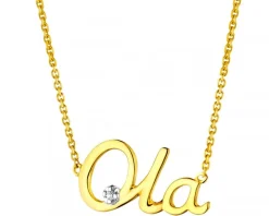 Naszyjnik z żółtego złota z diamentem - Ola - 0,005 ct - próba 375