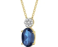 Naszyjnik z żółtego złota z diamentami i szafirem syntetycznym - próba 375