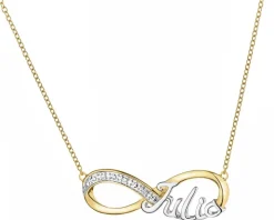 Naszyjnik z żółtego złota z diamentami - Julia, nieskończoność - 0,01 ct - próba 375
