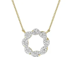 Naszyjnik z żółtego złota z diamentami - 0,12 ct - próba 585