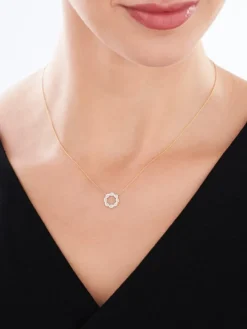 Naszyjnik z żółtego złota z diamentami - 0,12 ct - próba 585