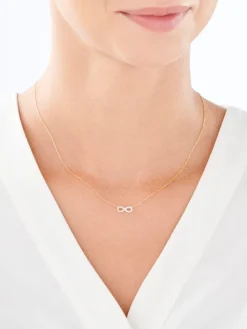 Naszyjnik z żółtego złota z diamentami - nieskończoność - 0,08 ct - próba 585