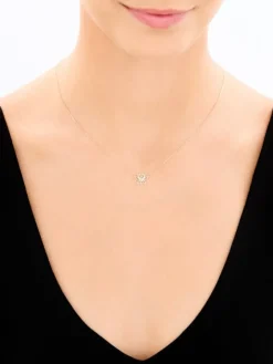 Naszyjnik z żółtego złota z diamentami - kwiat lotosu - 0,01 ct - próba 375