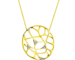 Naszyjnik z żółtego złota z diamentami - 0,02 ct - próba 585