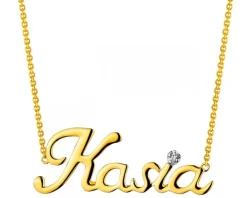 Naszyjnik z żółtego złota z diamentem - Kasia - 0,005 ct - próba 375