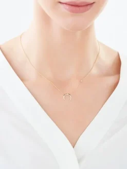 Naszyjnik z żółtego złota z diamentami - gwiazda, Księżyc - 0,01 ct - próba 375