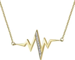 Naszyjnik z żółtego złota z diamentami - EKG serca - 0,02 ct - próba 375