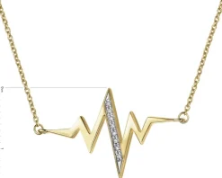 Naszyjnik z żółtego złota z diamentami - EKG serca - 0,02 ct - próba 375