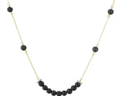 Naszyjnik z żółtego złota z diamentami i agatami - próba 375