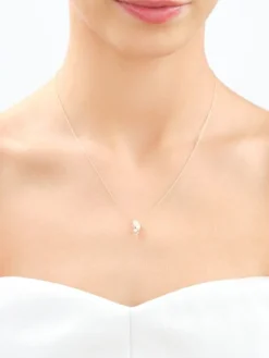 Naszyjnik z żółtego złota z diamentami i perłami - próba 585