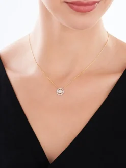 Naszyjnik z żółtego złota z diamentami - 0,15 ct - próba 585