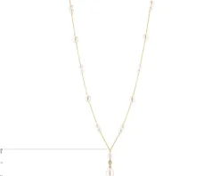 Naszyjnik z żółtego złota z diamentem i perłami - próba 585