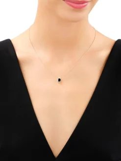 Naszyjnik z żółtego złota z diamentem i szafirem - próba 585