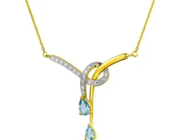 Naszyjnik z żółtego złota z diamentami i topazami - próba 375