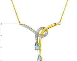 Naszyjnik z żółtego złota z diamentami i topazami - próba 375