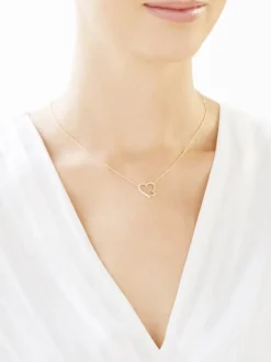 Naszyjnik z żółtego złota z diamentami - serca - 0,01 ct - próba 375
