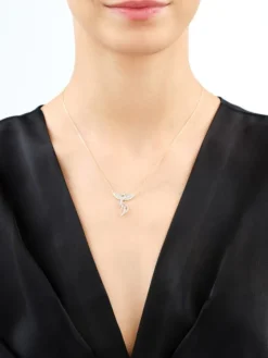 Naszyjnik z żółtego złota z diamentami - feniks - 0,25 ct - próba 585