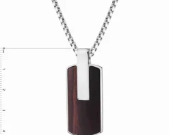 Naszyjnik ze stali szlachetnej z drewnem