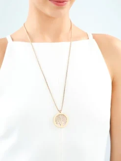 Naszyjnik ze stali szlachetnej z muszlą - drzewko