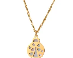 Naszyjnik ze stali szlachetnej z masą perłową - biedronka