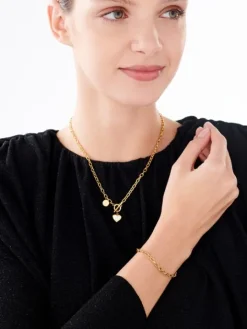 Naszyjnik ze stali szlachetnej z masą perłową - serce