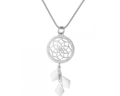 Naszyjnik ze stali szlachetnej z kryształami - łapacz snów