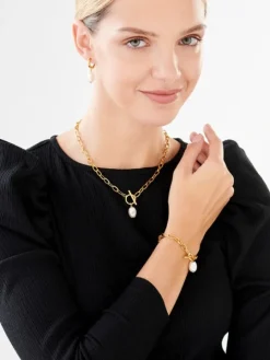 Naszyjnik ze stali szlachetnej z perłą