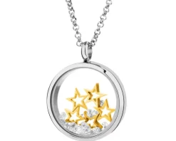 Naszyjnik ze stali szlachetnej z cyrkoniami i szklanymi detalami - gwiazdki