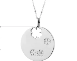 Naszyjnik ze stali szlachetnej z cyrkoniami - koniczyna