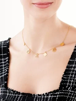 Naszyjnik ze stali szlachetnej - serca, trójkąty, kwadrat