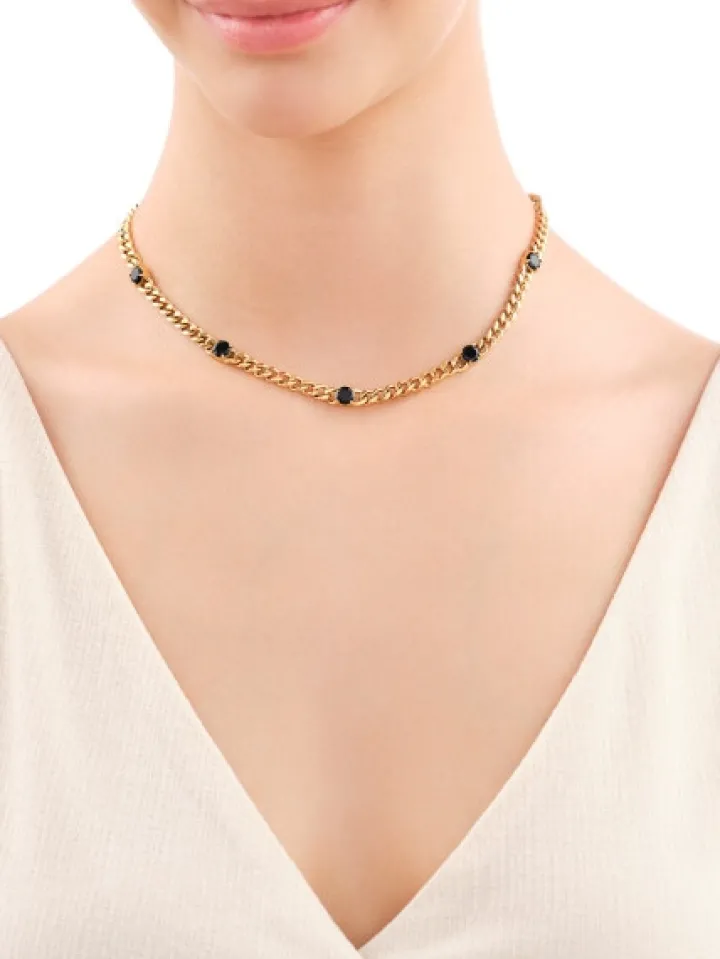 Naszyjnik ze stali szlachetnej z cyrkoniami