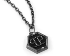 Naszyjnik ze stali szlachetnej z emalią - Philipp Plein