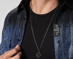 Naszyjnik ze stali szlachetnej z emalią - Philipp Plein