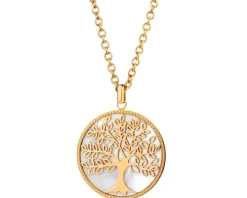 Naszyjnik ze stali szlachetnej z muszlą - drzewko