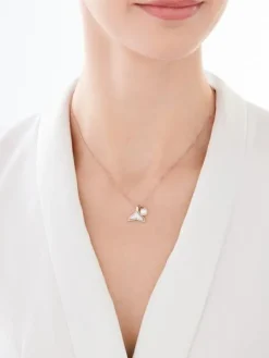 Naszyjnik ze stali szlachetnej z perłą i masą perłową - płetwa