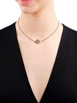 Naszyjnik ze stali szlachetnej z markasytami - koniczyna