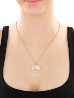 Naszyjnik ze stali szlachetnej z cyrkoniami i szklanymi detalami